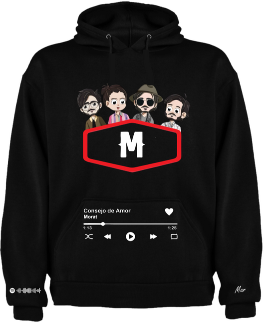 Sudadera Perzonalizada| Negra| Morat| Consejo de amor| Diseño Mar