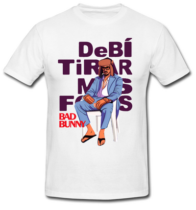 Playera Blanca |Bad Bunny | Silla y dibujo