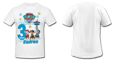 Playera Blanca| Paw Patrol| 3 años