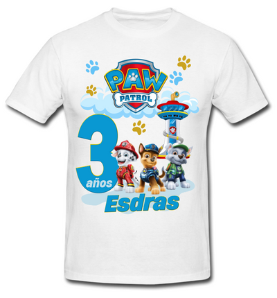 Playera Blanca| Paw Patrol| 3 años