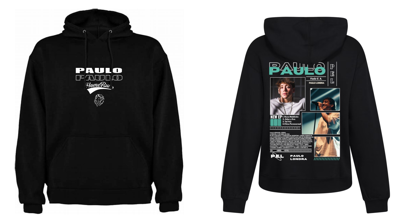 Sudadera Negra| Paulo Londra| Diseño Verde