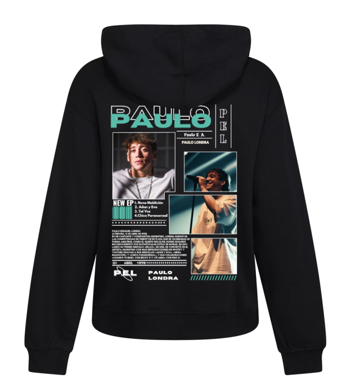 Sudadera Negra| Paulo Londra| Diseño Verde