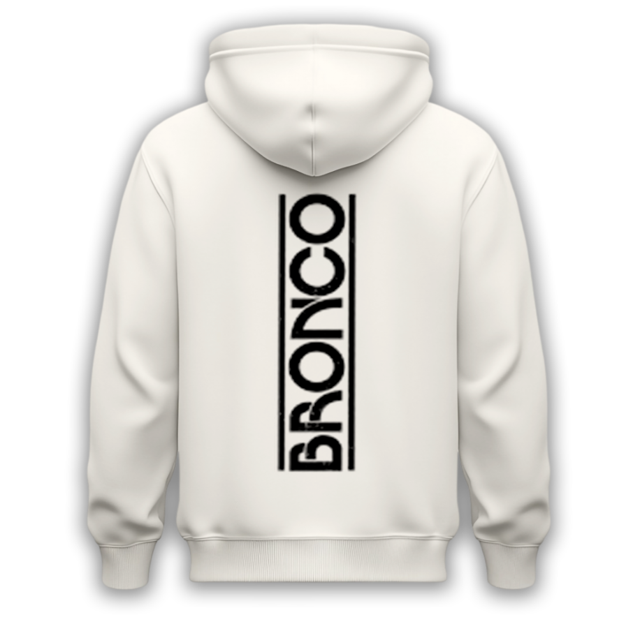 | Sudadera | Blanca | Bronco | Logo negro |