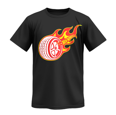 Playera | Negra | Hot Wheels | Llanta