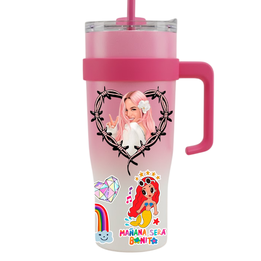 Vasos Térmico 1300ml | Rosado Degradado | Karol G | Puas