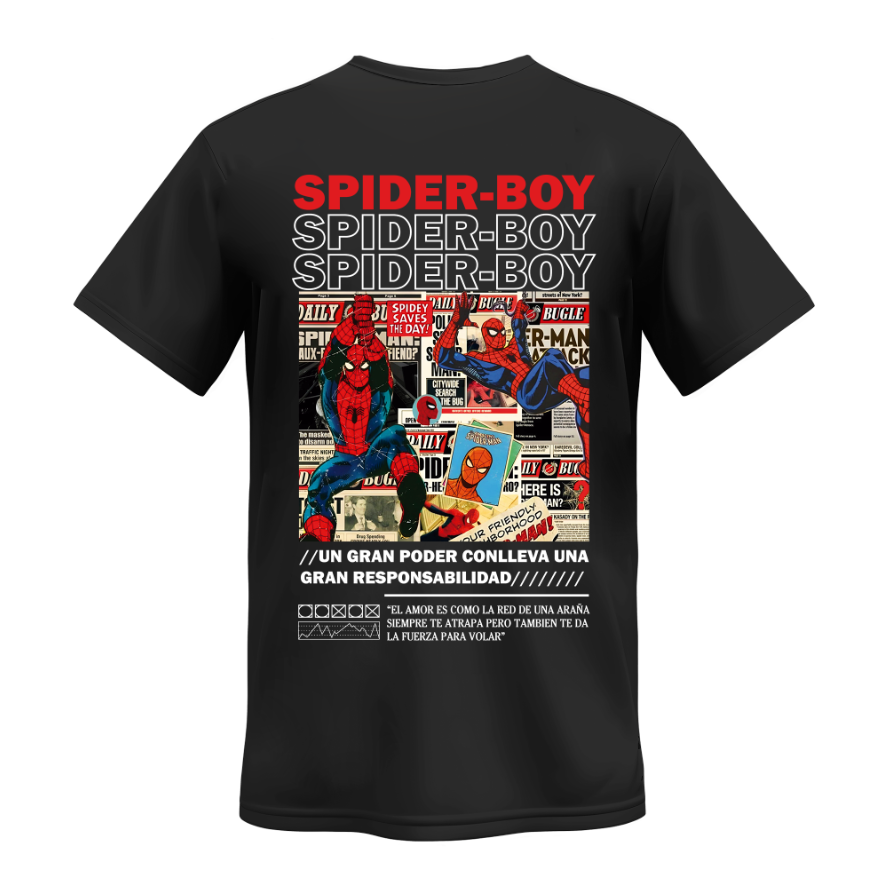 Playera | Negra | Spider-Man | Spider-Boy