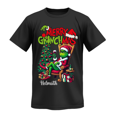 Playera | Negra | Grinch | Mery Grinchmas | con nombre