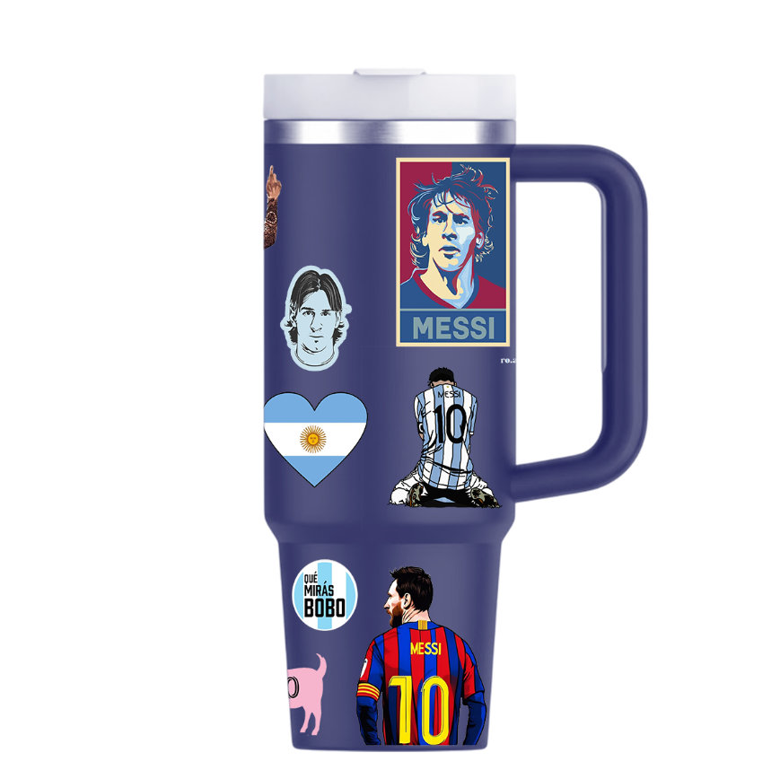 Vasos Térmico 1300ml | Azul Marino | Lionel Messi | figuritas con color