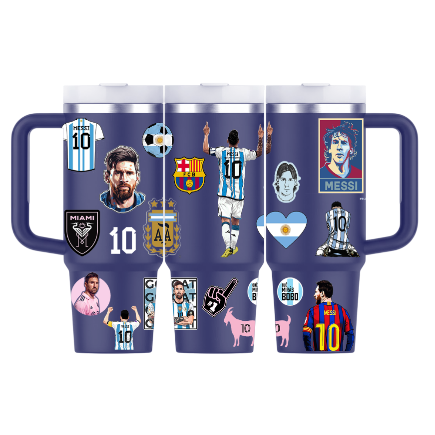 Vasos Térmico 1300ml | Azul Marino | Lionel Messi | figuritas con color