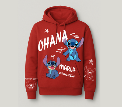 Sudadera| Roja| Stich| Personalizado