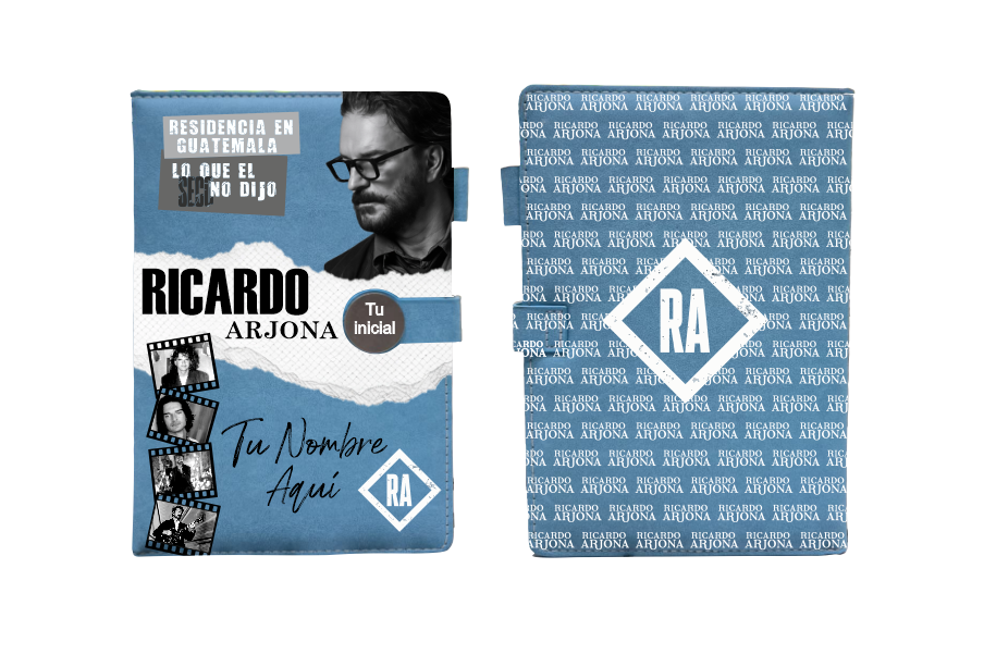 Diario| Cuaderno de apuntes| Personalizado| Celeste| Ricardo Arjona