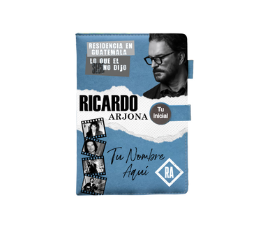 Diario| Cuaderno de apuntes| Personalizado| Celeste| Ricardo Arjona