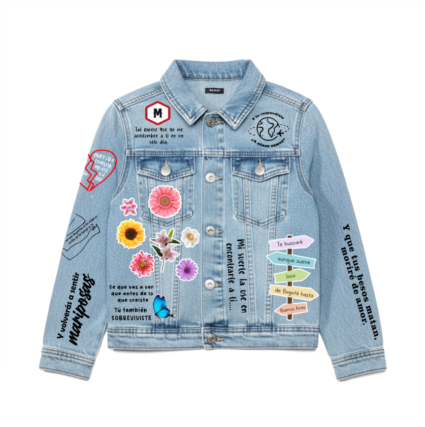 Chaqueta de lona | Celeste | Morat | flores