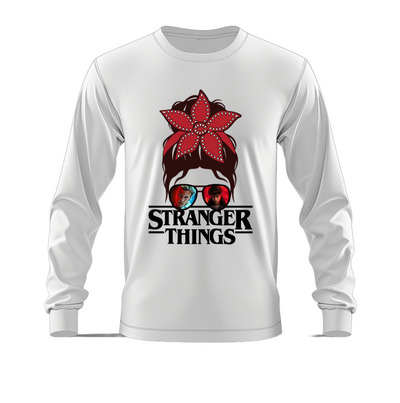 Playera | Blanca | Manga larga | Stranger Things | Lentes