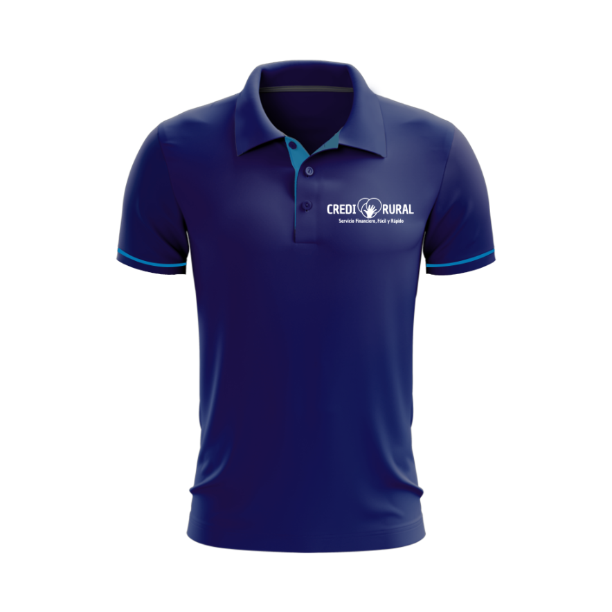 Polo Personalizada | Azul marino | franjas celestes | CrediRural