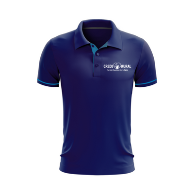 Polo Personalizada | Azul marino | franjas celestes | CrediRural