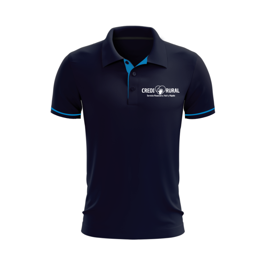 Polo Personalizada | Azul marino oscuro | franjas azul nacional | CrediRural 2
