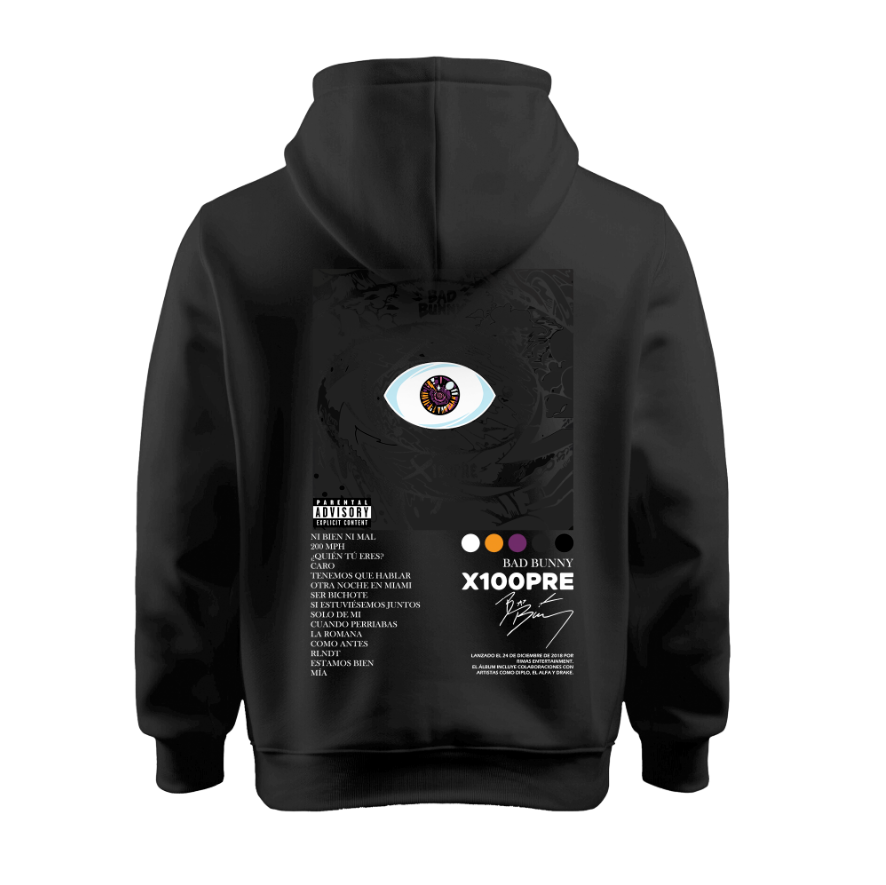 Sudadera | Negra | Bad Bunny | X100PRE Álbum