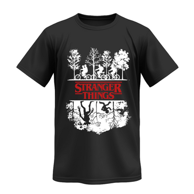 Playera | Negra | Stranger Things | silueta blanca