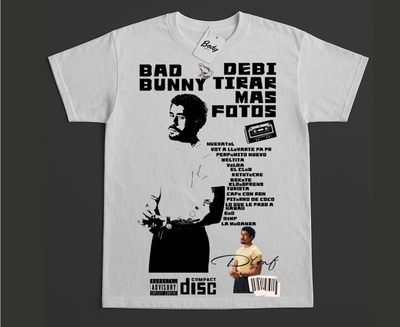 Playera  Blanca |Bad Bunny | Disc y casete