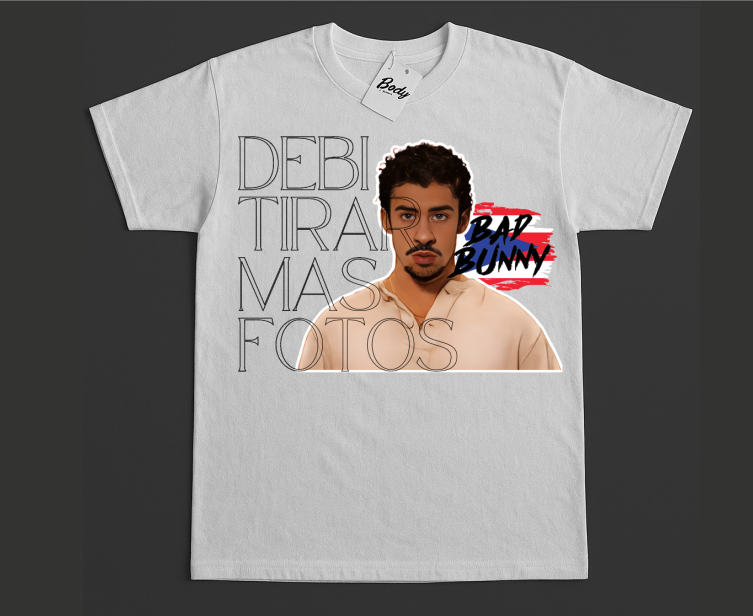 Playera Blanca |Bad Bunny | Letras Grandes