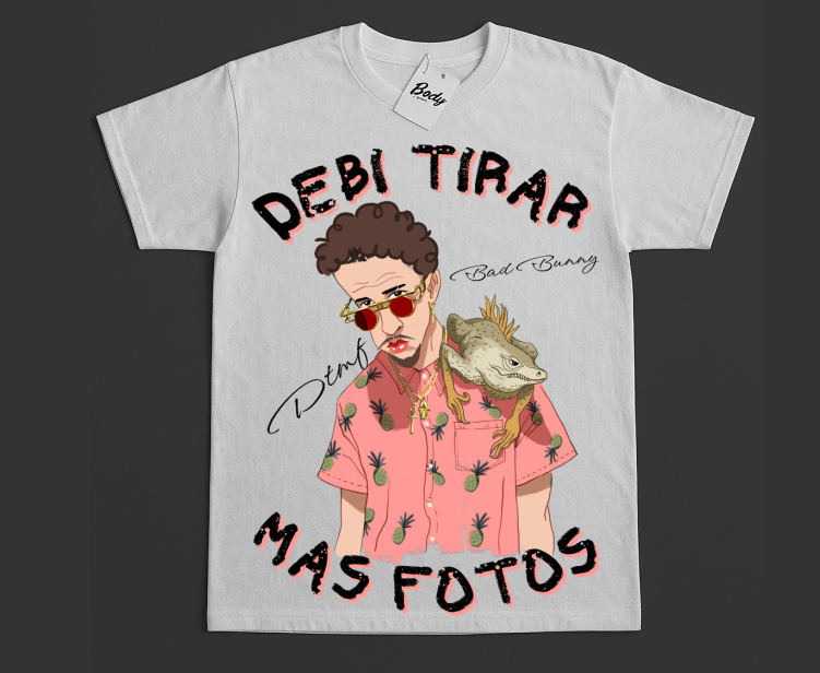 Playera  Blanca |Bad Bunny | Animado