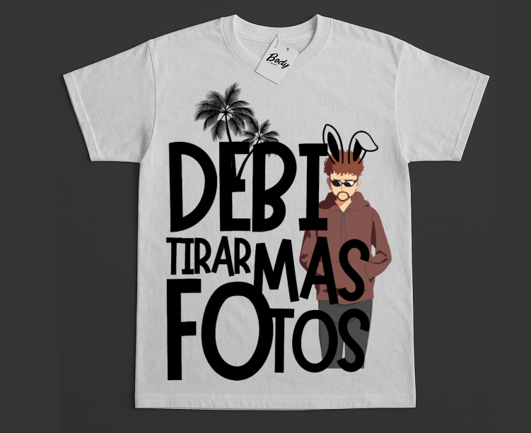Playera Blanca |Bad Bunny | Palmeritas negras