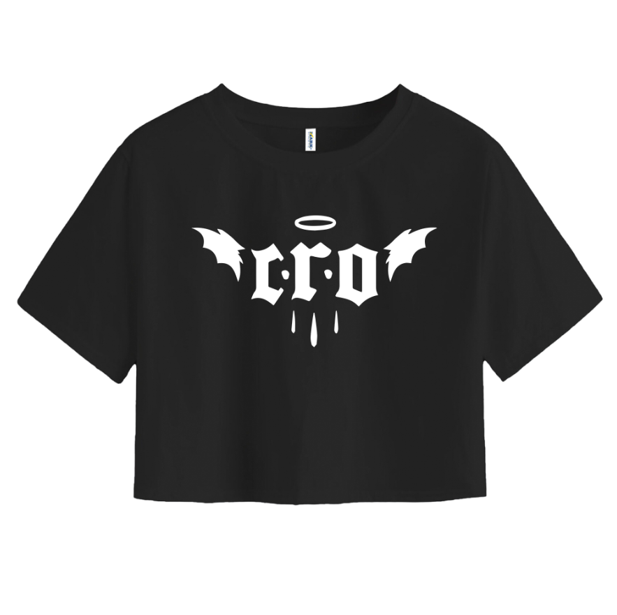 Playera | Crop Top | Negra | Cro-Mags LOGO