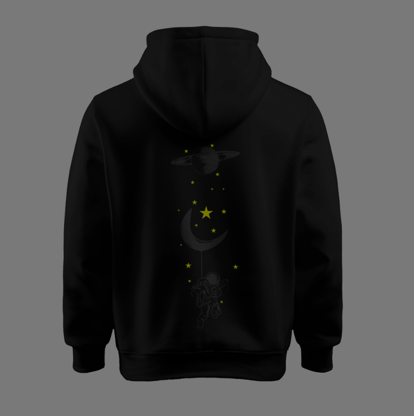 Sudadera | Negra | Detalles Luminicente | Astros | Astronauta