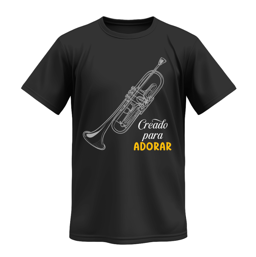 Playera | Negra | Palabra Miel | Tengo la dicha | Trompeta