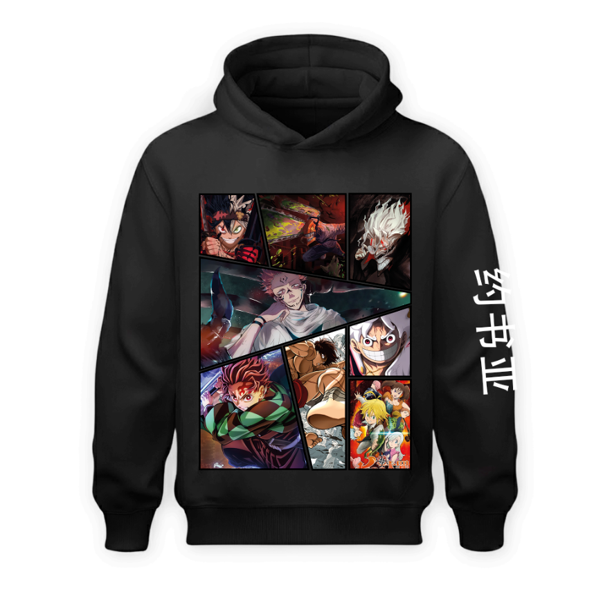 Sudadera | Negra | Collage | Manga-Anime | 约书亚
