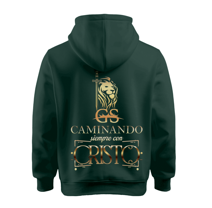 Sudadera | Verde Botella | Palabra Miel | Caminando siempre con Cristo Logo