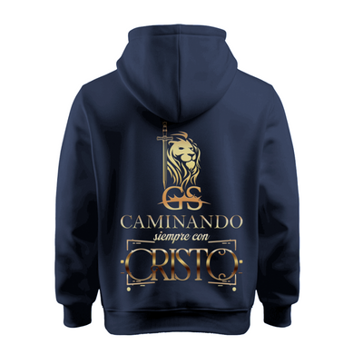 Sudadera | Azul Marino | Palabra Miel | Caminando siempre con Cristo Logo