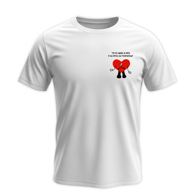 Playera | Blanca | Bad Bunny | corazón en el pecho