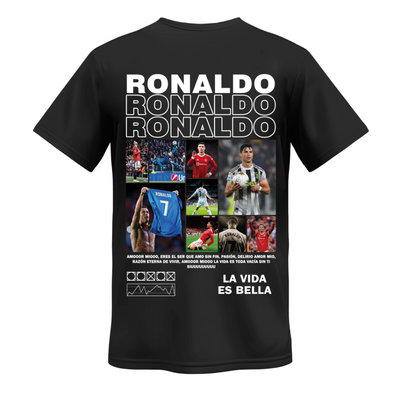 Playera | Negra | Cristiano Ronaldo | Collage | Para novio
