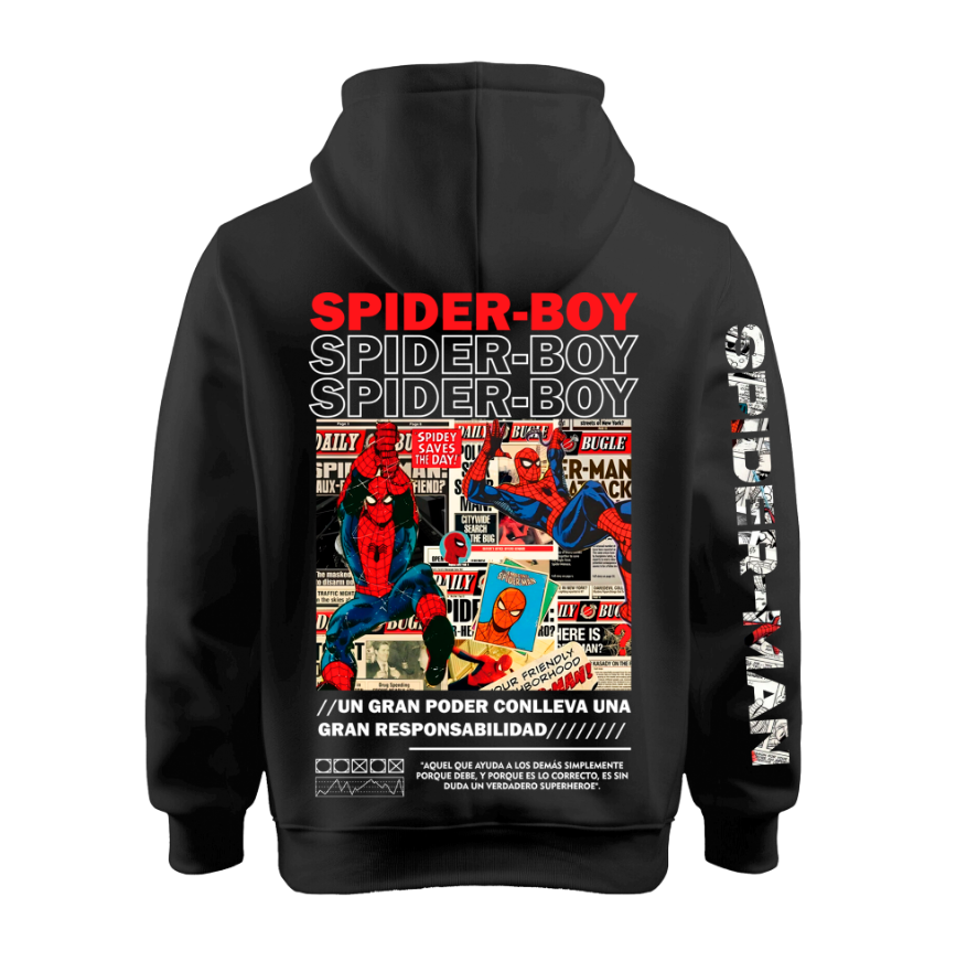 Sudadera | Negra | Spider-man | Collage Spider boy