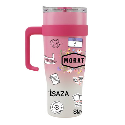 Vasos Térmico 1300ml | Rosa degradado | Morat | figuritas | Ingrid