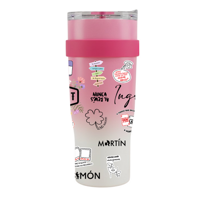 Vasos Térmico 1300ml | Rosa degradado | Morat | figuritas | Ingrid