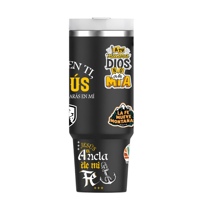 Vasos Térmico 1300ml | Negro | Frases Cristianas | figuritas | Andre