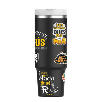 Vasos Térmico 1300ml | Negro | Frases Cristianas | figuritas | Andre