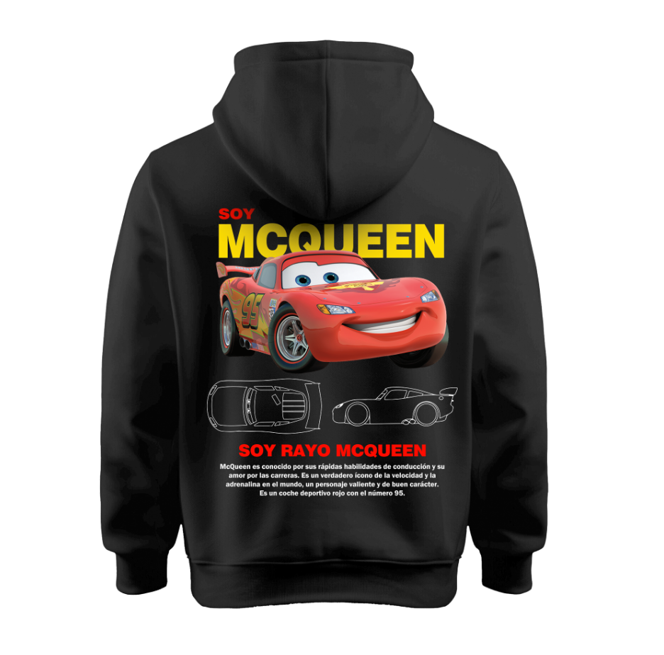 Sudadera | Negra | Cars 2 | Soy McQueen | inicial D