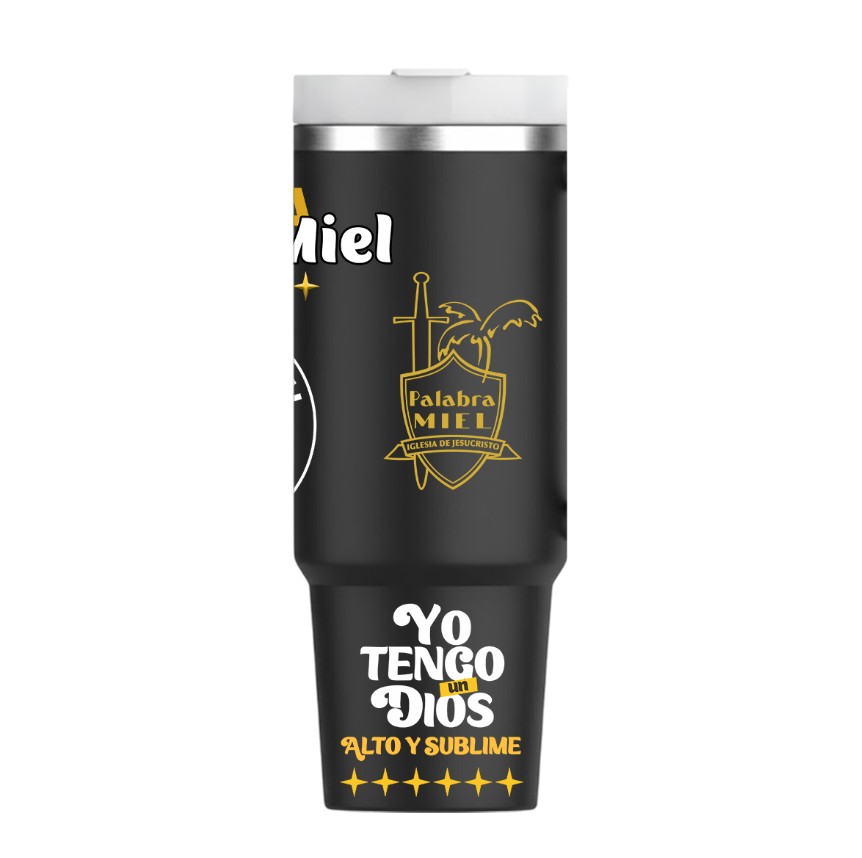 Vasos Térmico 1300ml | Negro | Palabra Miel | figuritas | opción 2