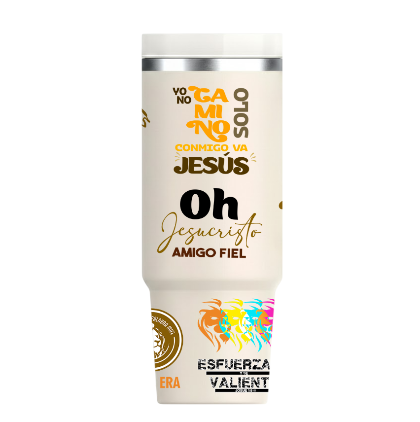 Vasos Térmico 1300ml | Beige | Palabra Miel | figuritas | opción 2