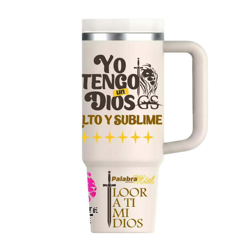Vasos Térmico 1300ml | Beige | Palabra Miel | figuritas | opción 2
