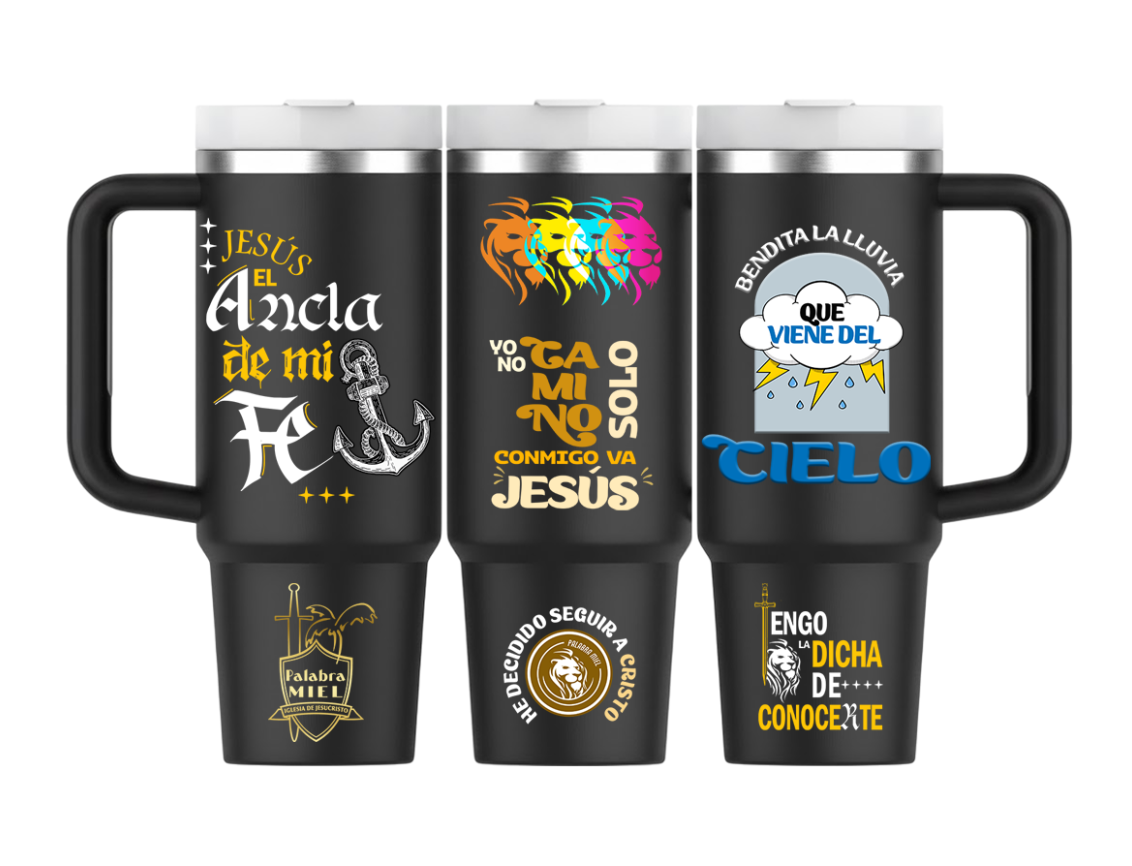 Vasos Térmico 1300ml | Negro | Palabra Miel | figuritas | opción 1