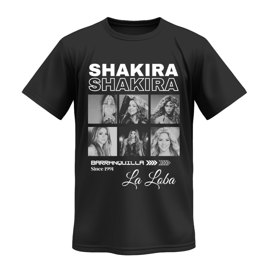 Playera | Negra | Shakira | Collage la loba