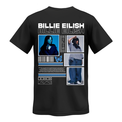 Playera | Negra | Billie Eilish | Collage bigrafía opción 2