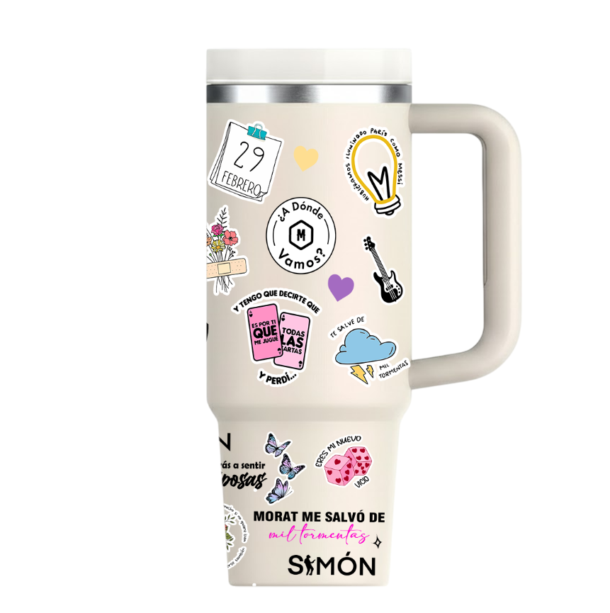 Vasos Térmico 1300ml | Beige | Morat | figuritas coloridas | Ashley