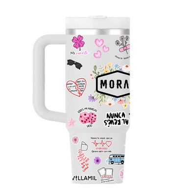 Vasos Térmico 1300ml | Gris Claro | Morat | COLLAGE figuritas coloridas 2| Karen