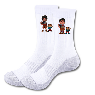 Calcetines | Personalizados | Blanco/gris | Bad Bunny | Debí tirar más fotos